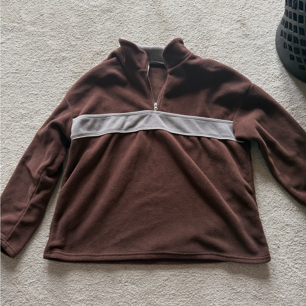 Brown and Gray Quarter-Zip Pullover